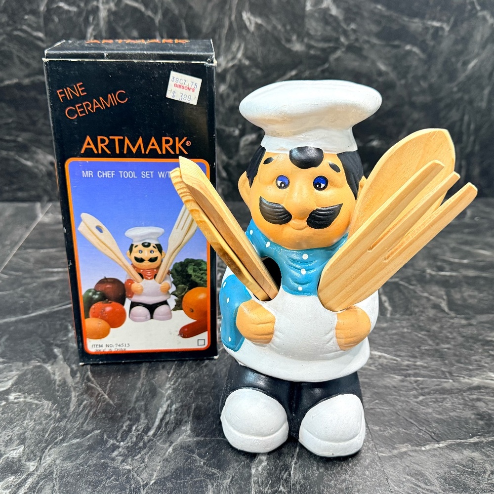 ARTMARK 1993 Fine Ceramic Mr. Chef Tool Set w/Tools - Picture 2 of 14